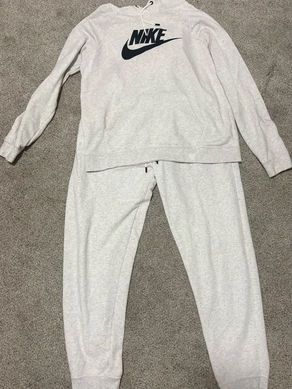 Nike Kids Light Gray Sweatpants with Black Logo